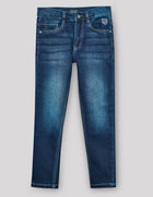 Dark Blue Mid Rise Denim Jeans for Boys