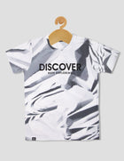 White All Over Print Round Neck T-Shirt for Boys