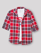 Red Checks Shirt With T-Shirt