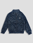 Black Solid Faux Leather Biker Jacket for Boys
