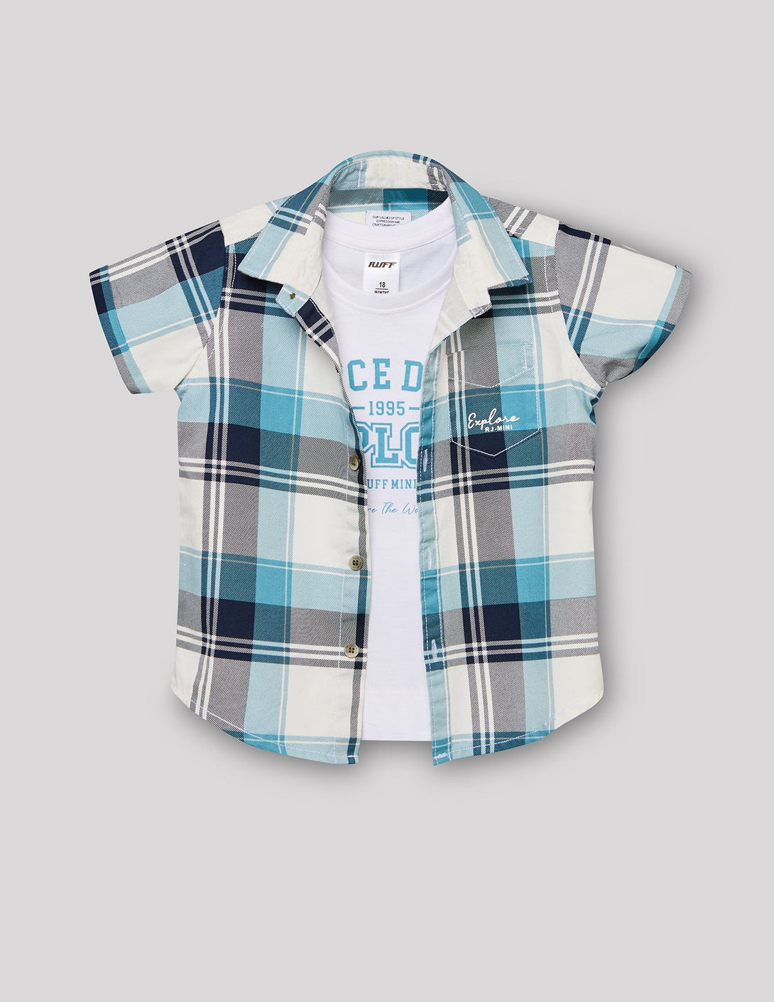 Cotton Checks Shirt With T-Shirt