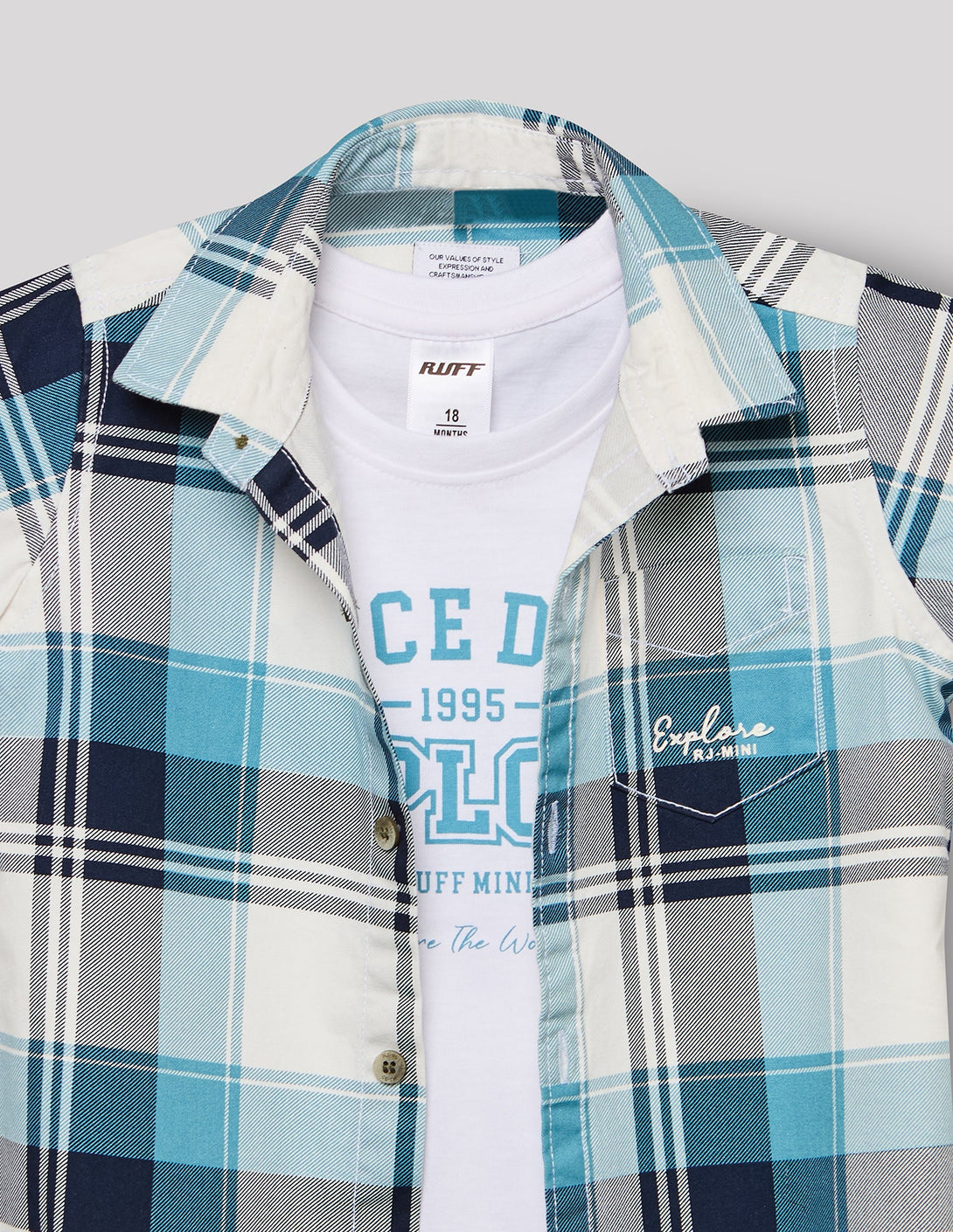 Cotton Checks Shirt With T-Shirt