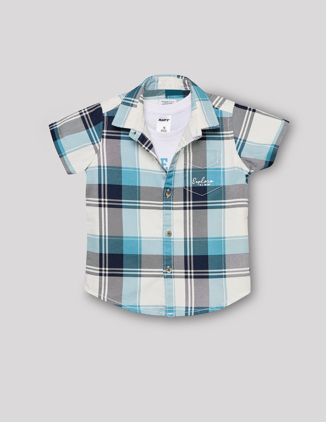 Cotton Checks Shirt With T-Shirt