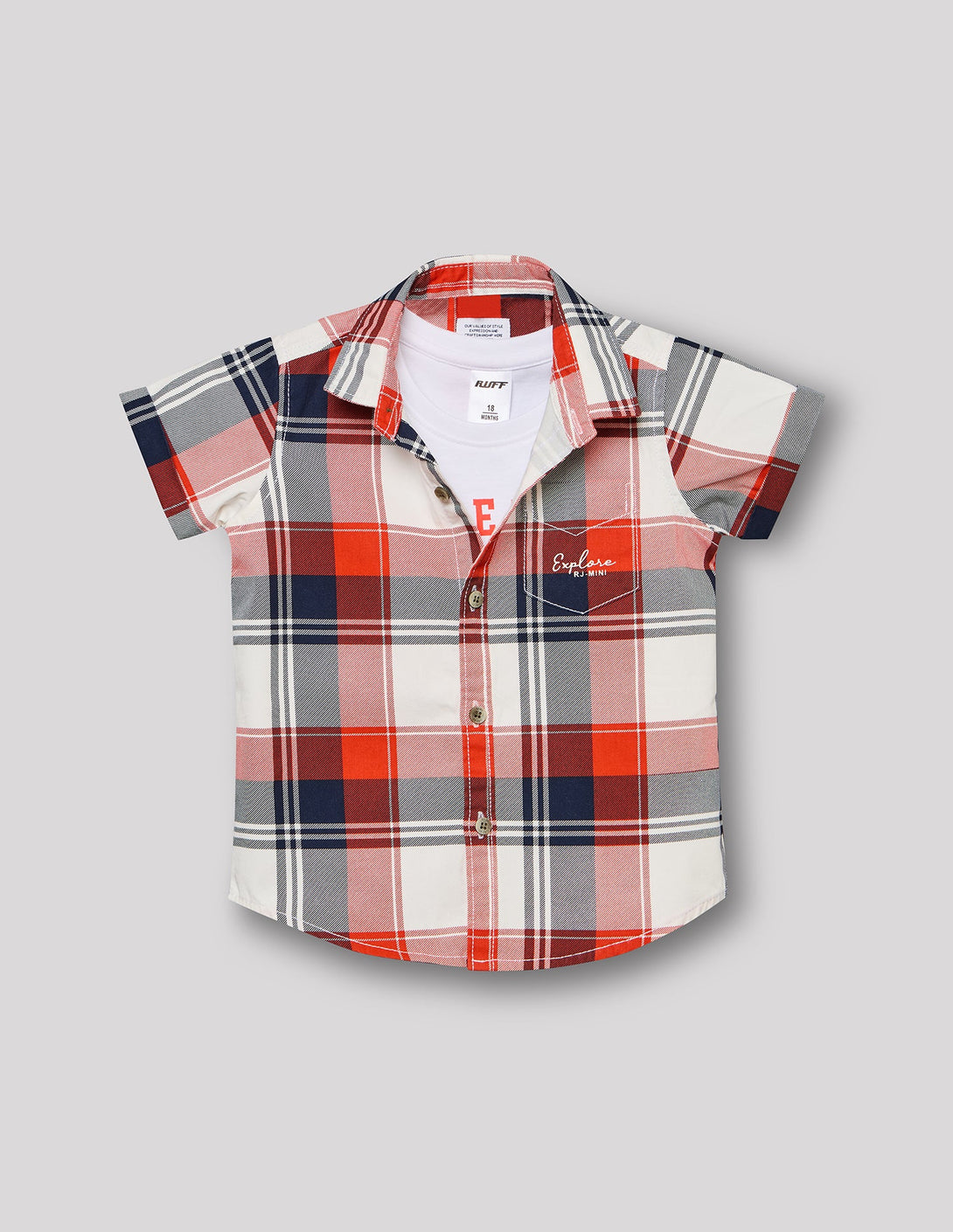 Cotton Checks Shirt With T-Shirt