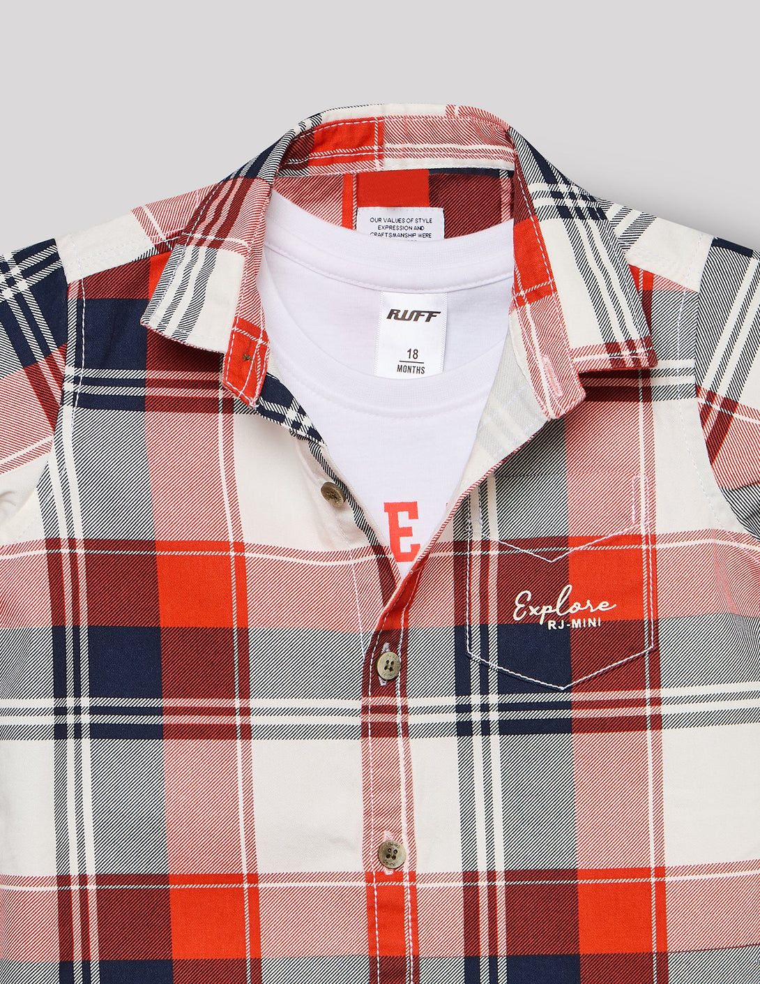Cotton Checks Shirt With T-Shirt