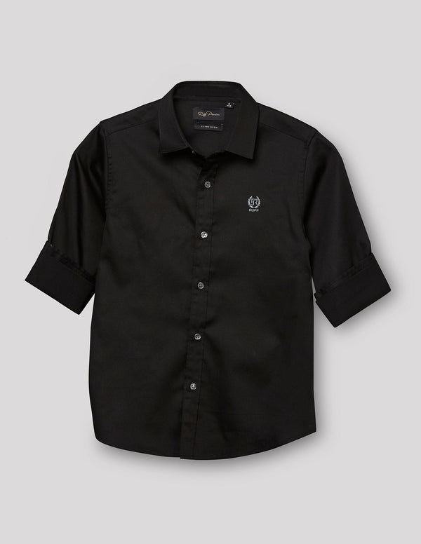 Black Party Wear Solid Shirts