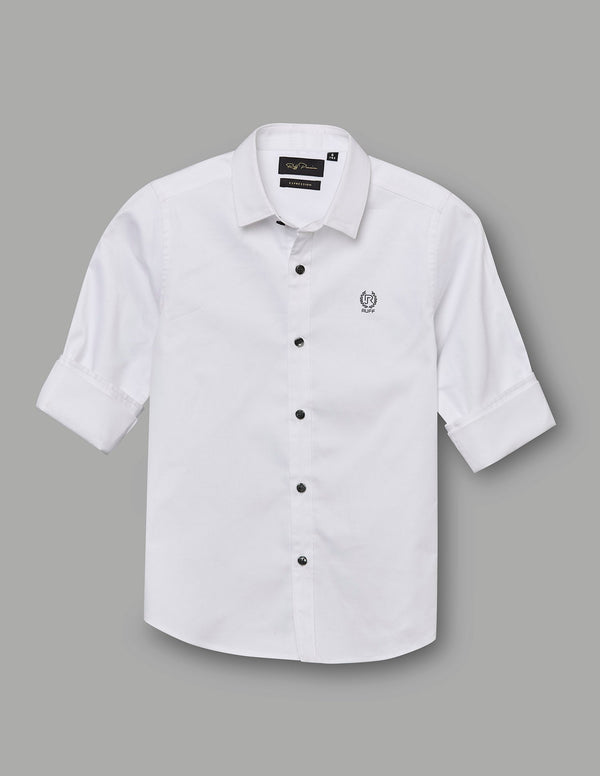 White Party Wear Solid Shirt