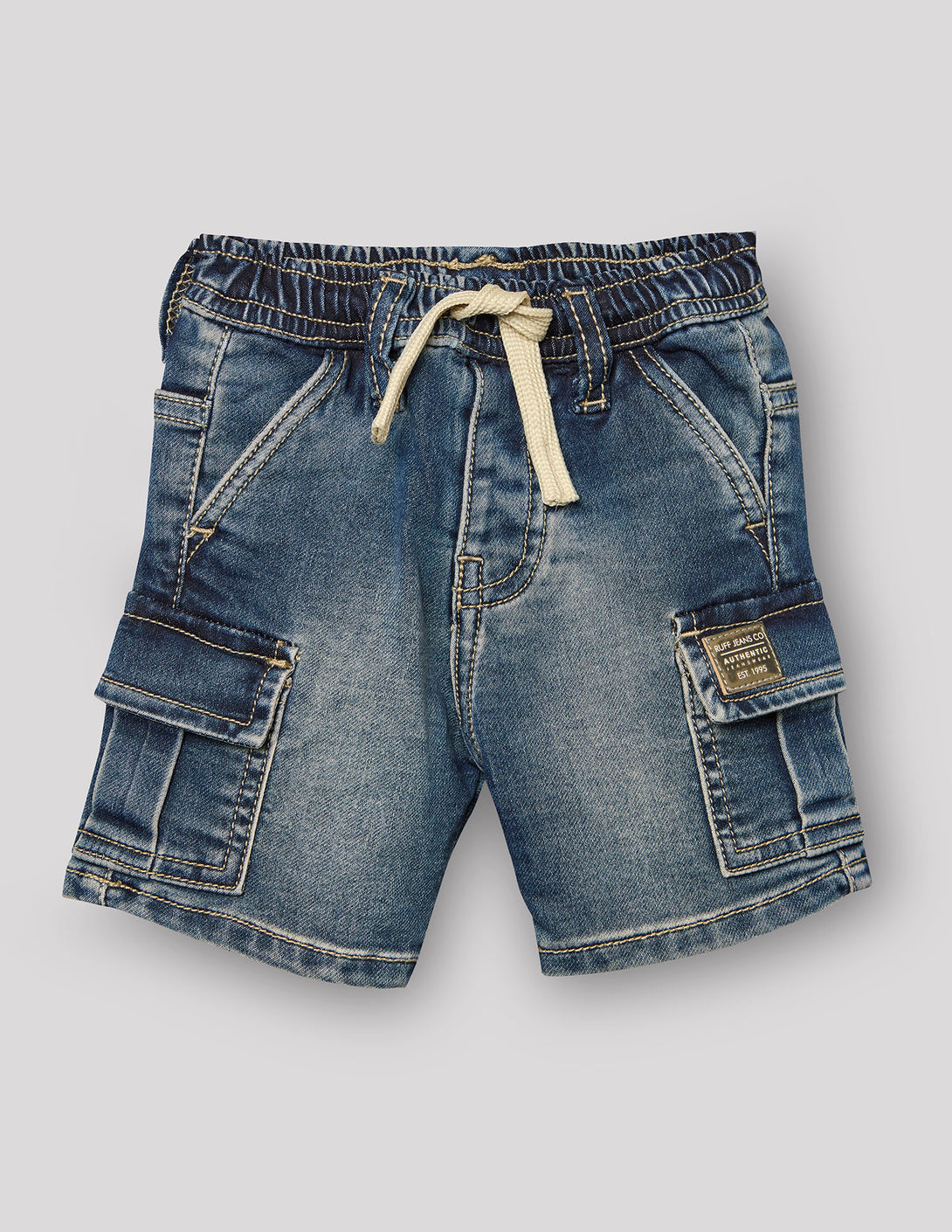 Buy RUFF Boys Blue Mud Wash Cargo Denim Bermuda online at RUFF