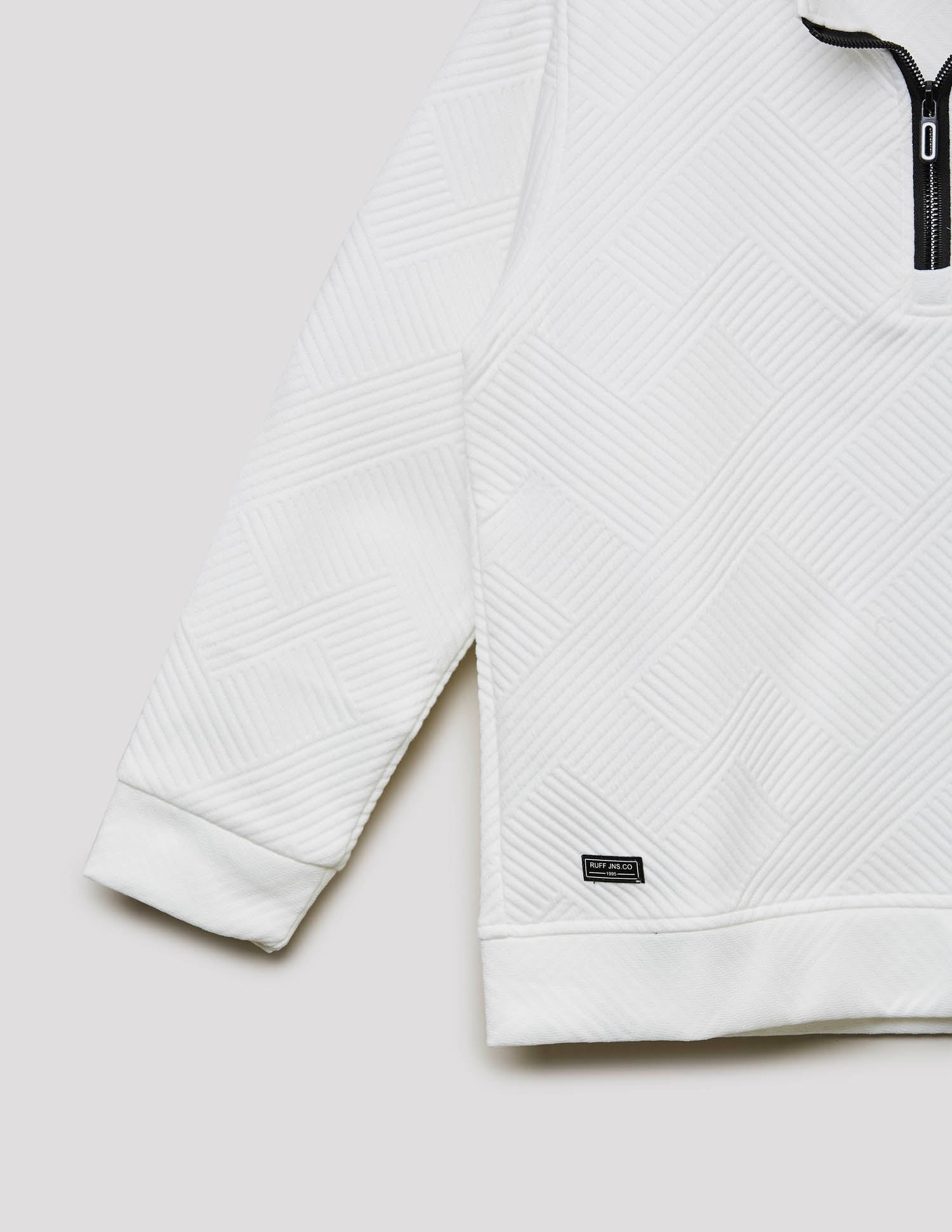 Buy White Textured Zipper Polo Neck Sweat Shirt for Boys online at