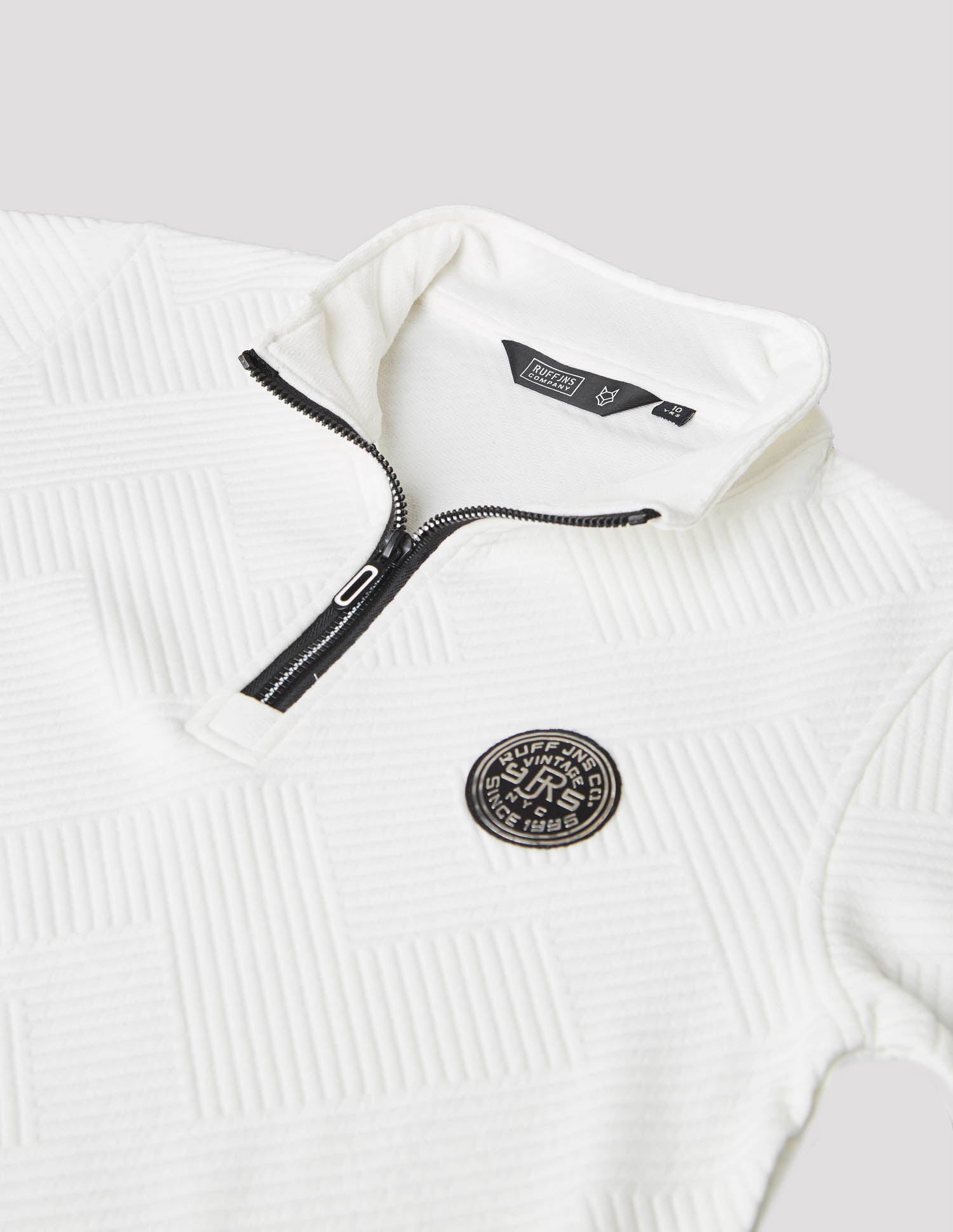 Buy White Textured Zipper Polo Neck Sweat Shirt for Boys online at