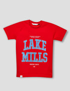 Red Placement Print Round Neck T-Shirt for Boys