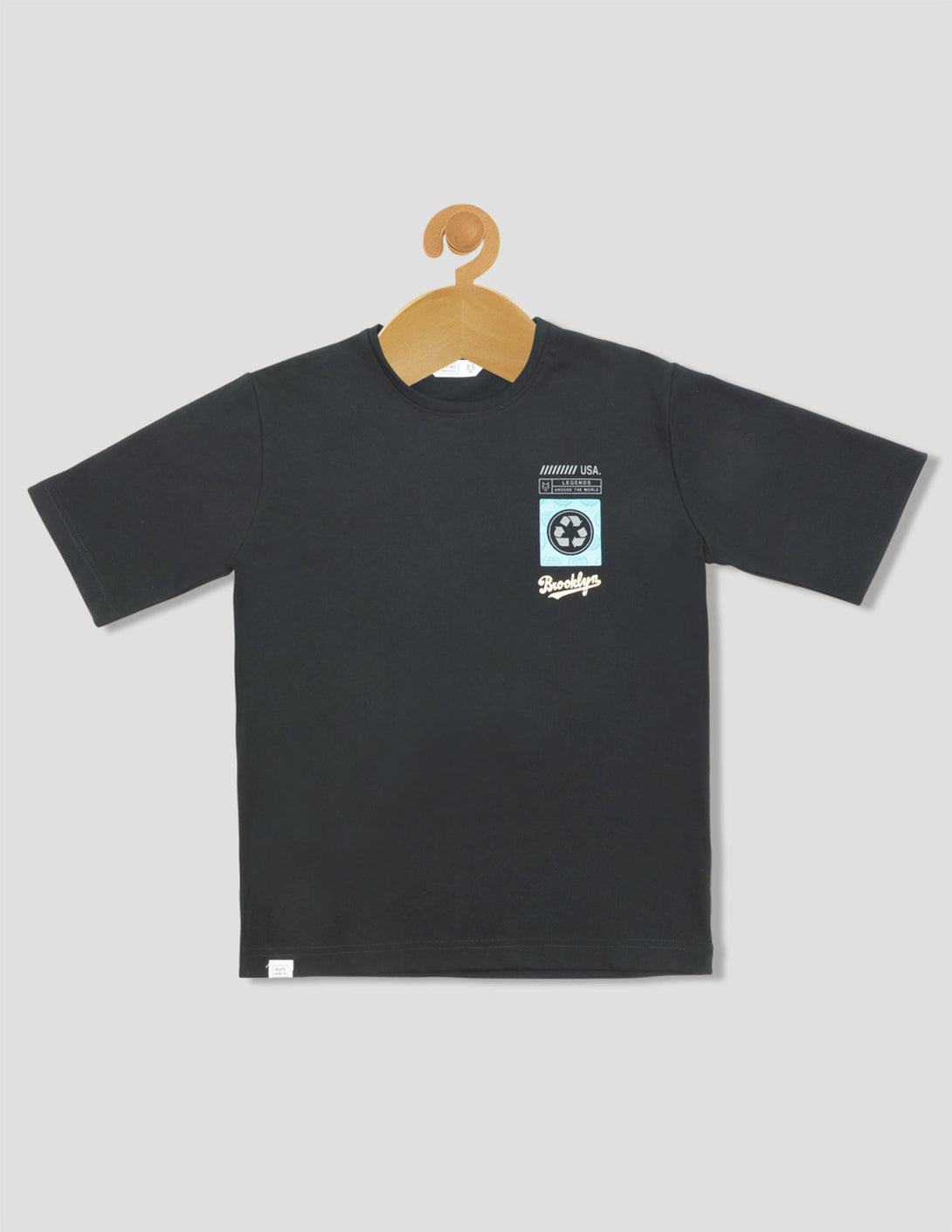 Ruff Fashion Crew Neck T-Shirt Down Shoulder