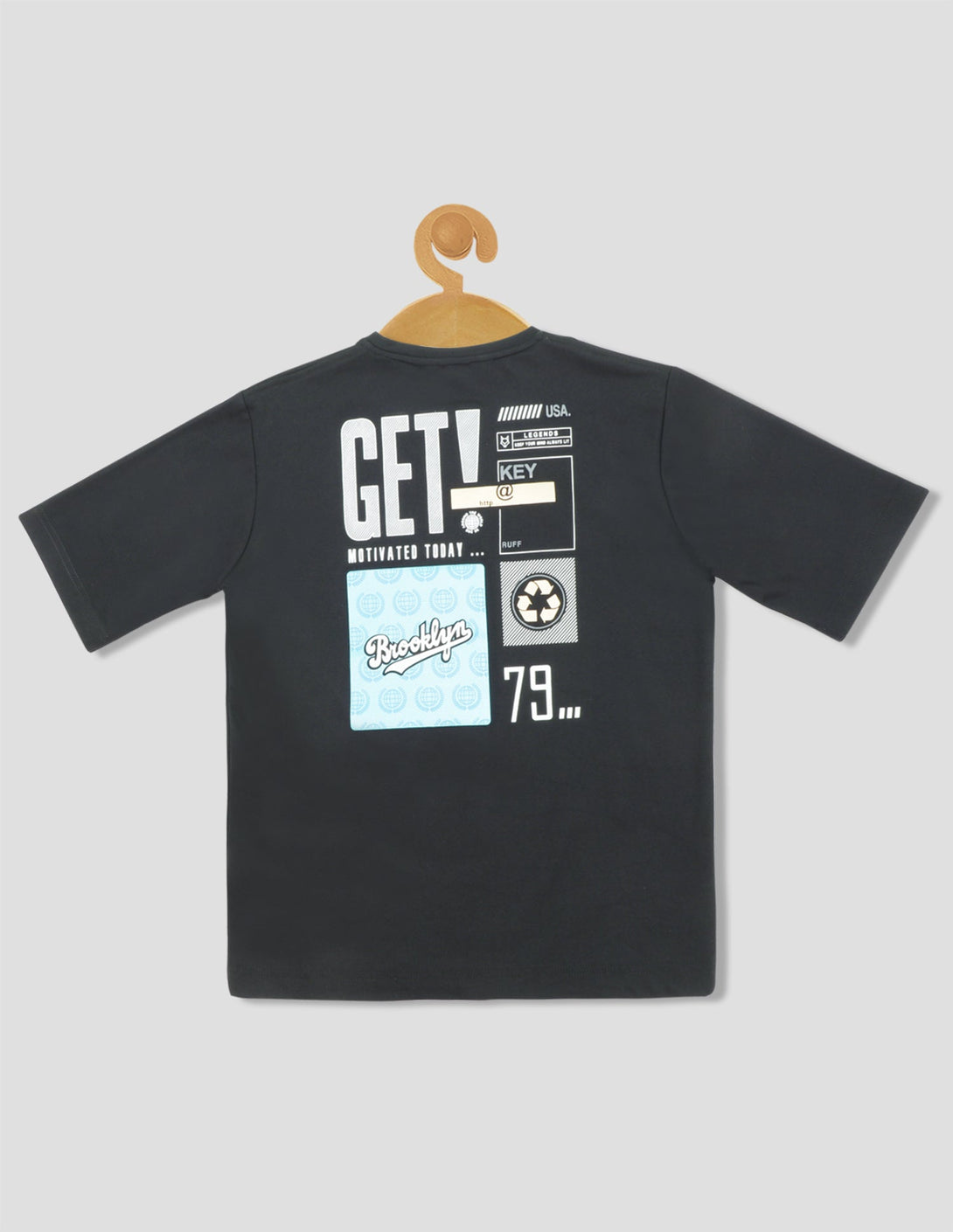 Ruff Fashion Crew Neck T-Shirt Down Shoulder