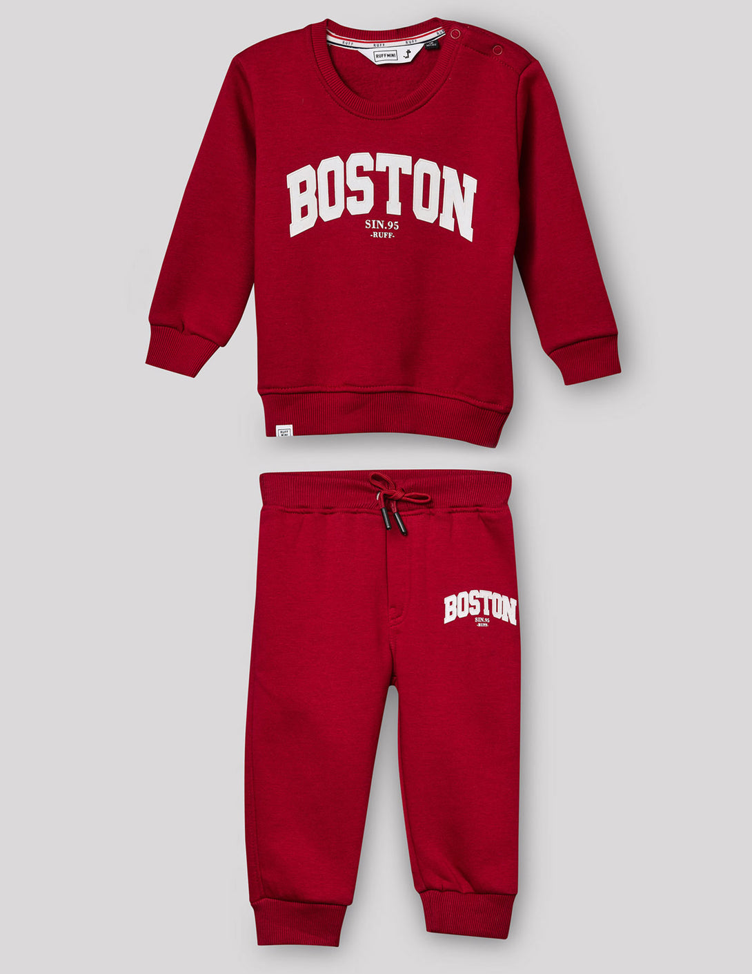 Buy Maroon Graphic Print Round Neck Co-Ord Set for Baby Boy online at RUFF