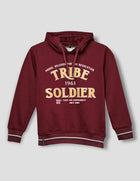 Maroon Solid Hood Sweat Shirt for Boys