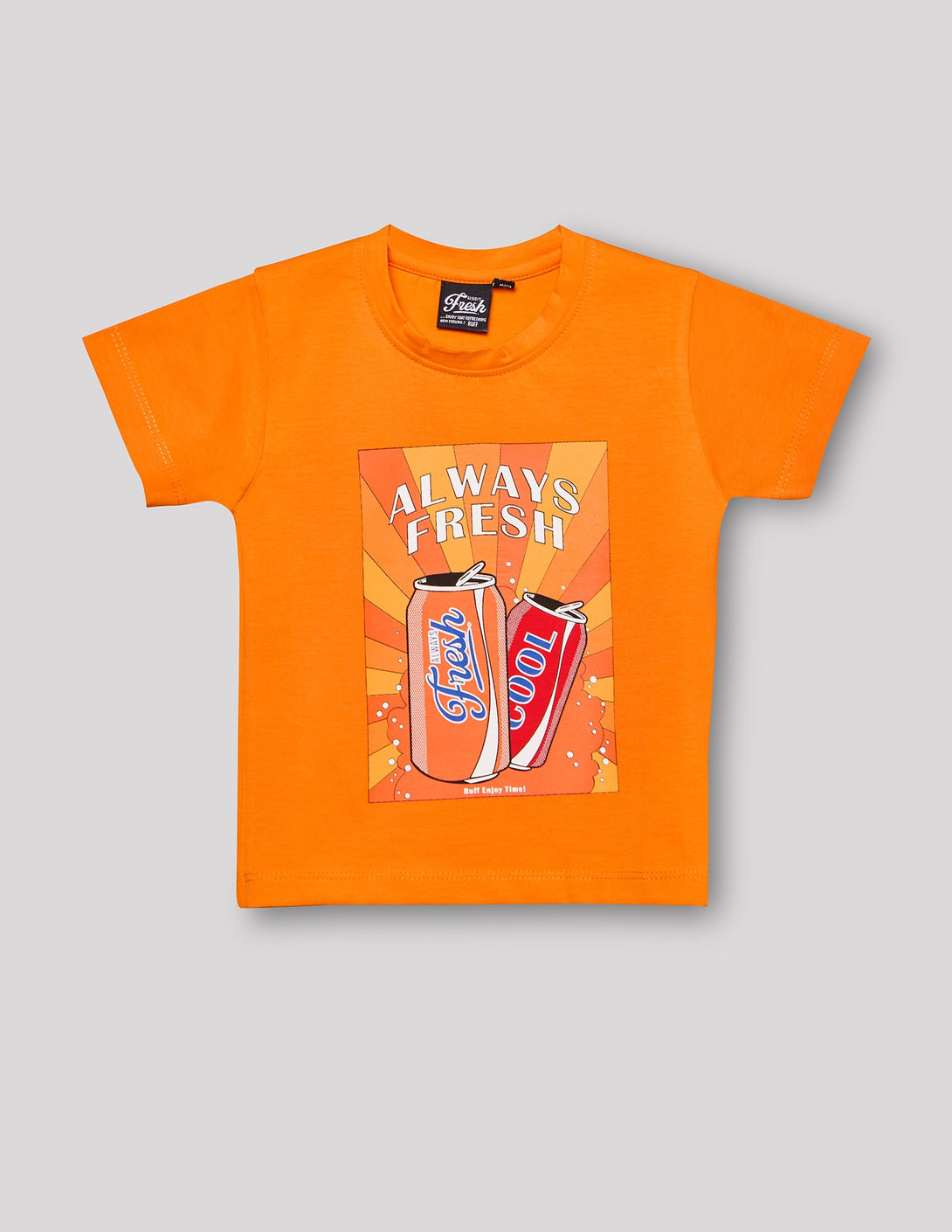 Buy Cotton Orange Round Neck T-Shirt Online in India