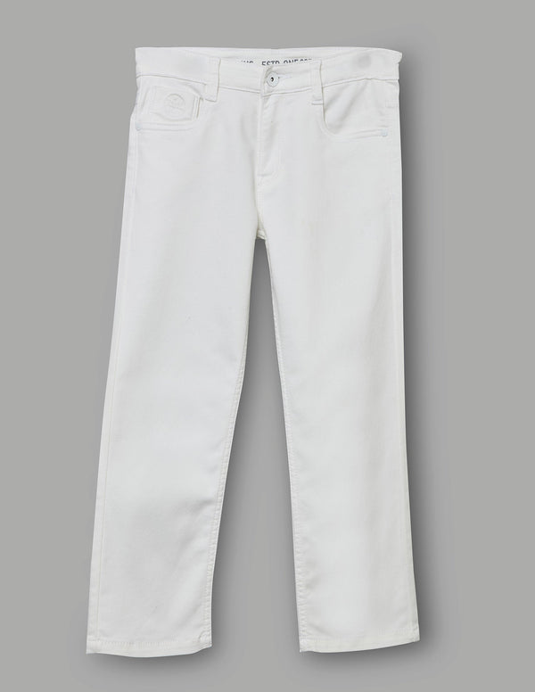White Straight Fit Denim Jeans