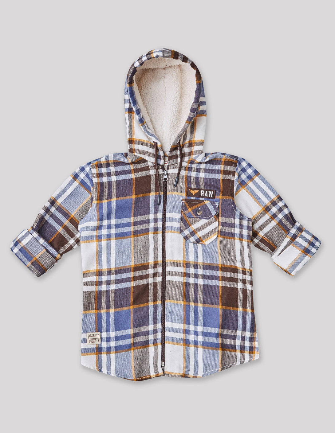 Ruff Flannel Zipper Shirt With Hood