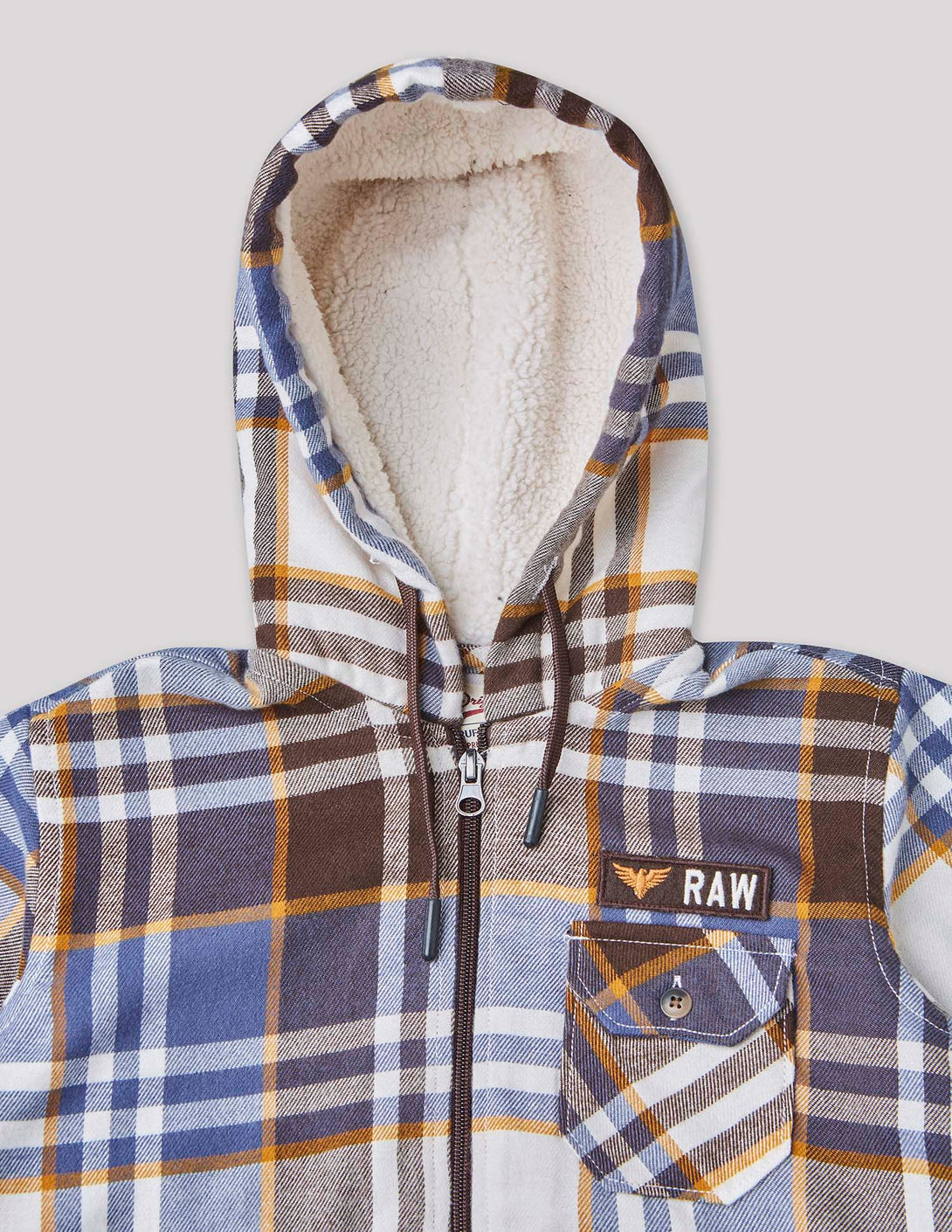 Ruff Flannel Zipper Shirt With Hood