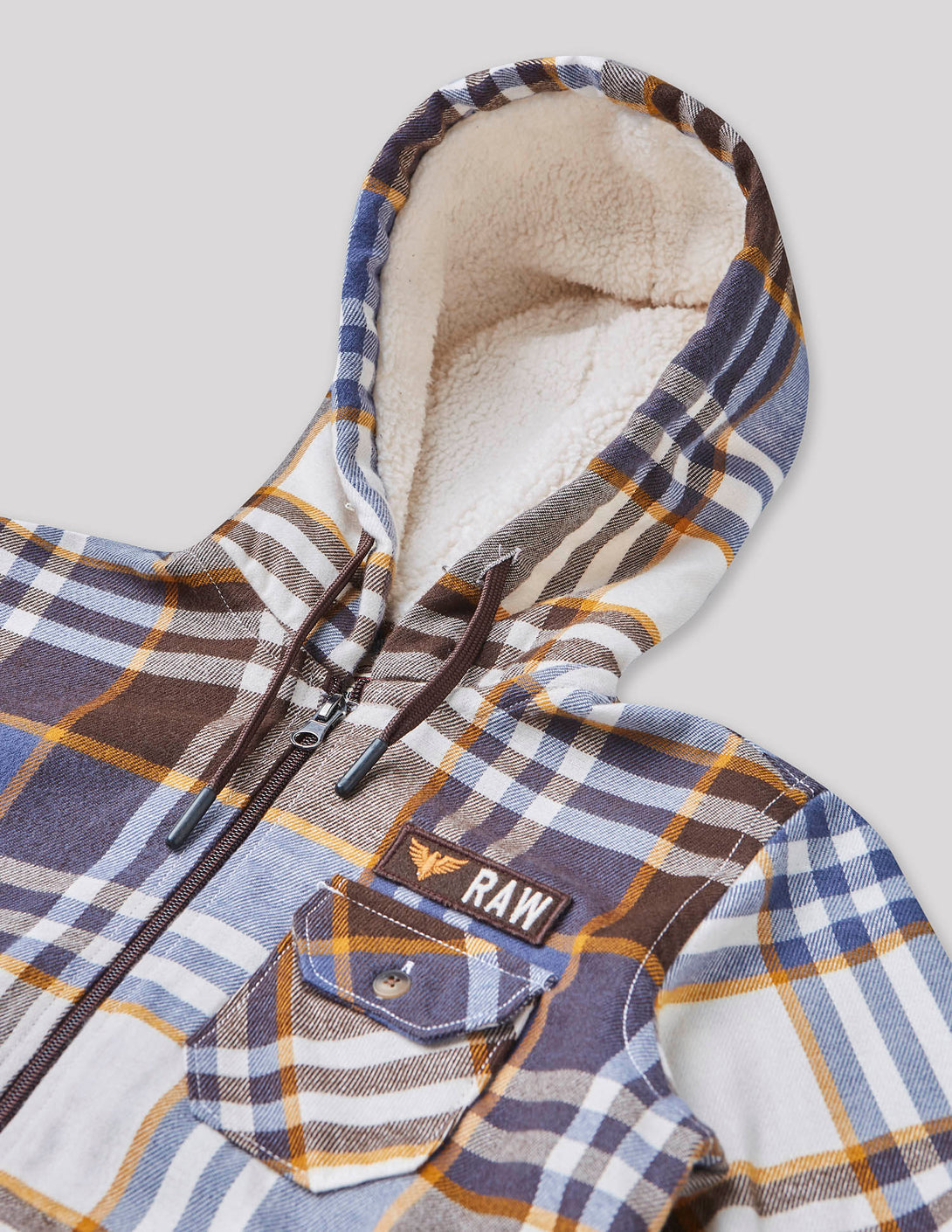 Ruff Flannel Zipper Shirt With Hood