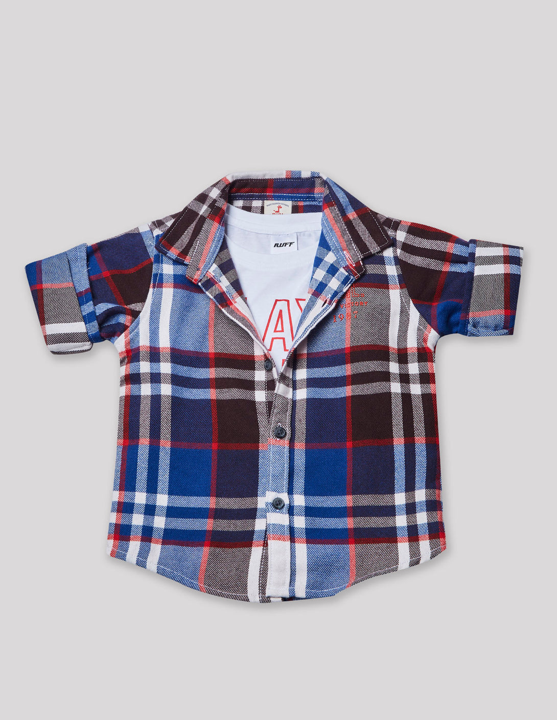 Ruff Casual Checks Shirt With Tee