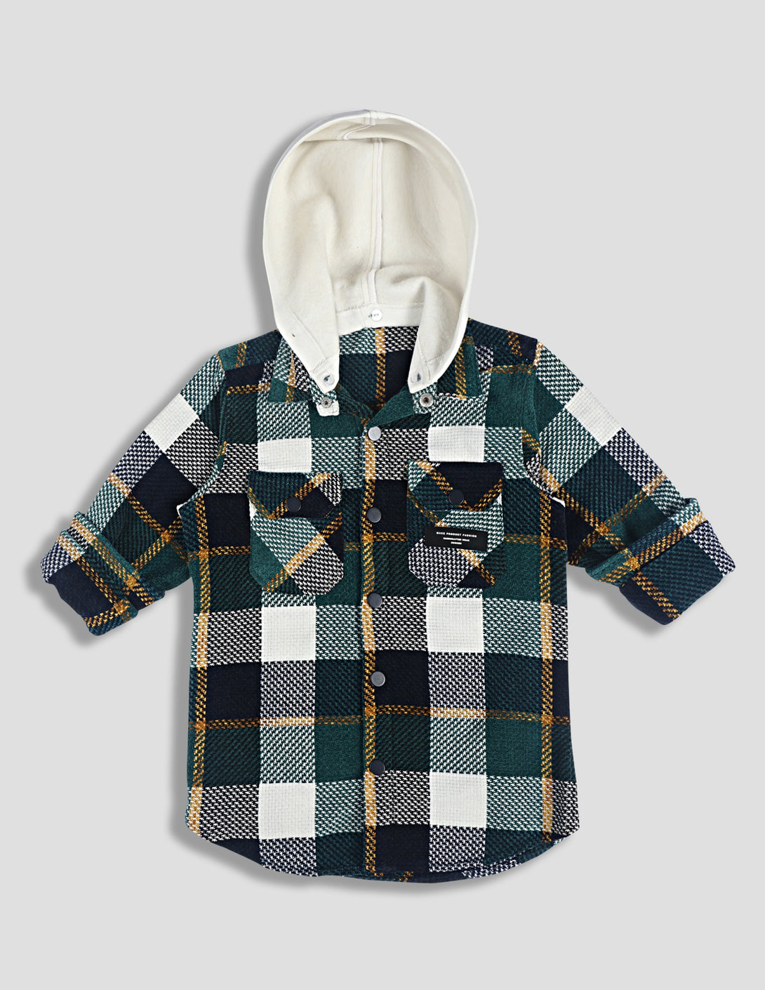 Ruff Flannel Shacket With Hood