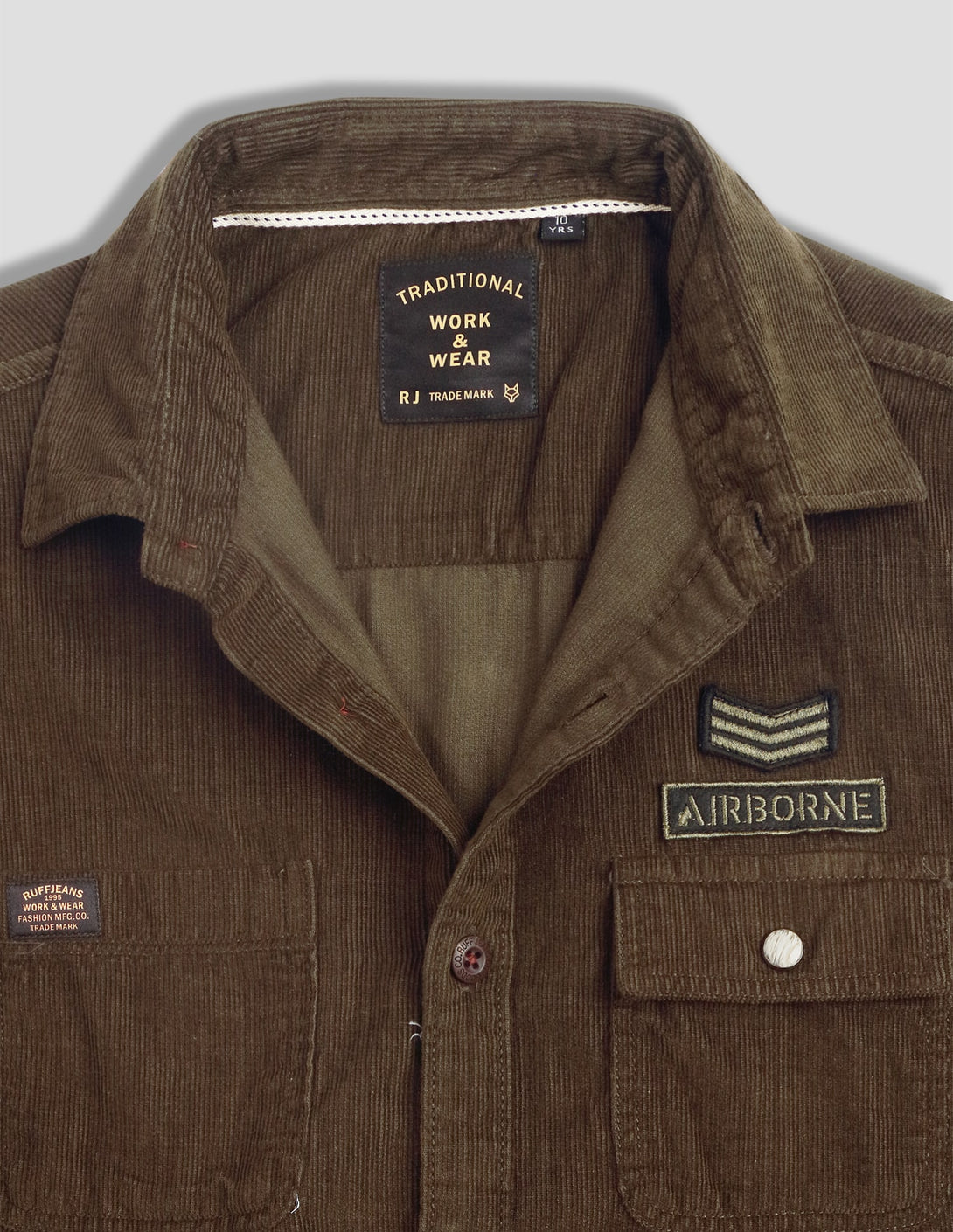 Ruff Fashion Corduroy Solid Cargo Shirt